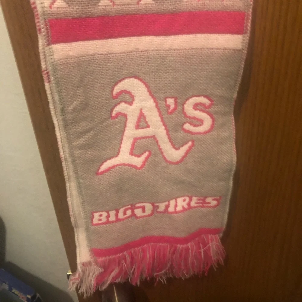 Oakland A's Pink Argyle Scarf with 'Big O Tires' Branding- $30 or $25 w/offer